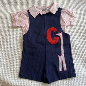Good Lad Vintage 2 piece baby boy short outfit 2T - G Giraffe Red/White